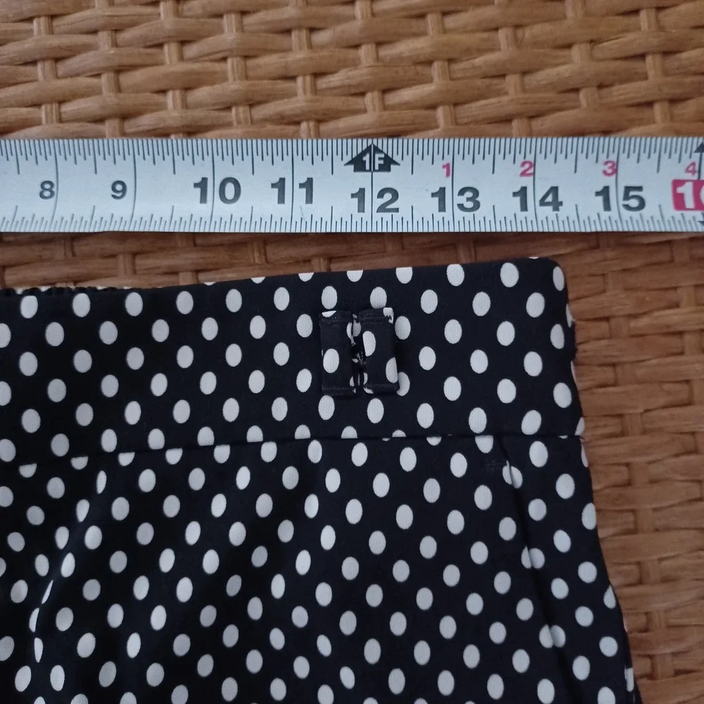 Talbots Womens Black White Polka Dot‎ Wide Leg Stretch Trouser Pants Size S